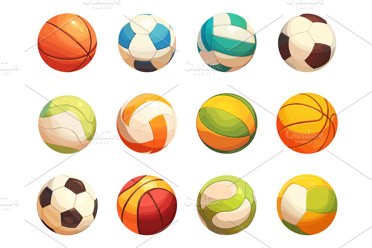 Set of cartoon colored balls for, an Object Illustration by LadadikArt
