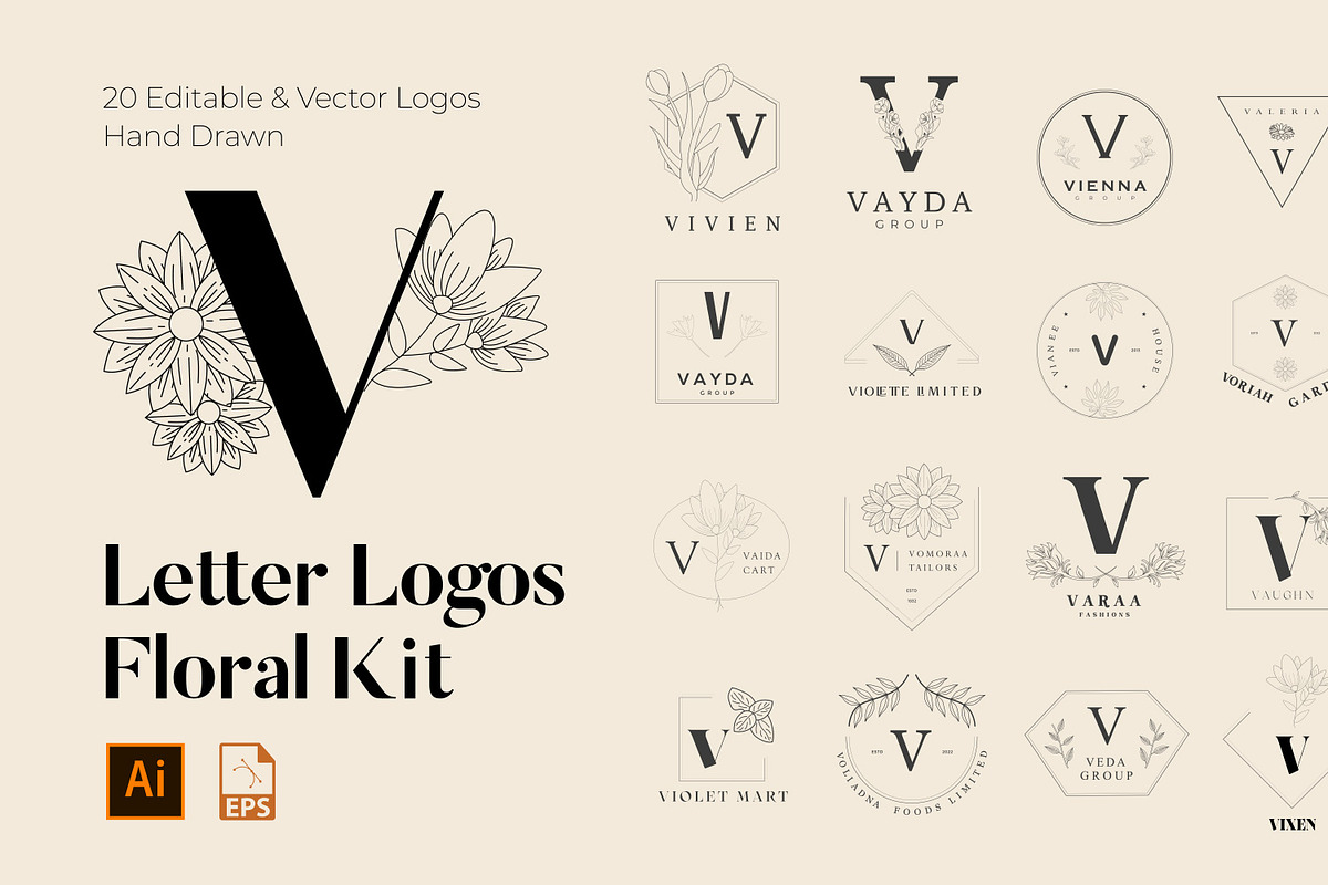 520 A to Z Floral Logos Bundle, a Branding & Logo Template by AN Productions (Photo 179 of 223)