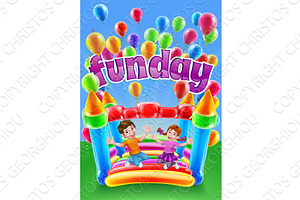 Bouncy House Castle Jumping Girl Boy, a Person Illustration by Christos Georghiou