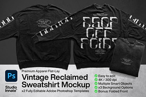 Vintage Reclaimed Sweatshirt Mockup, a Hoody Mockup by Studio Innate