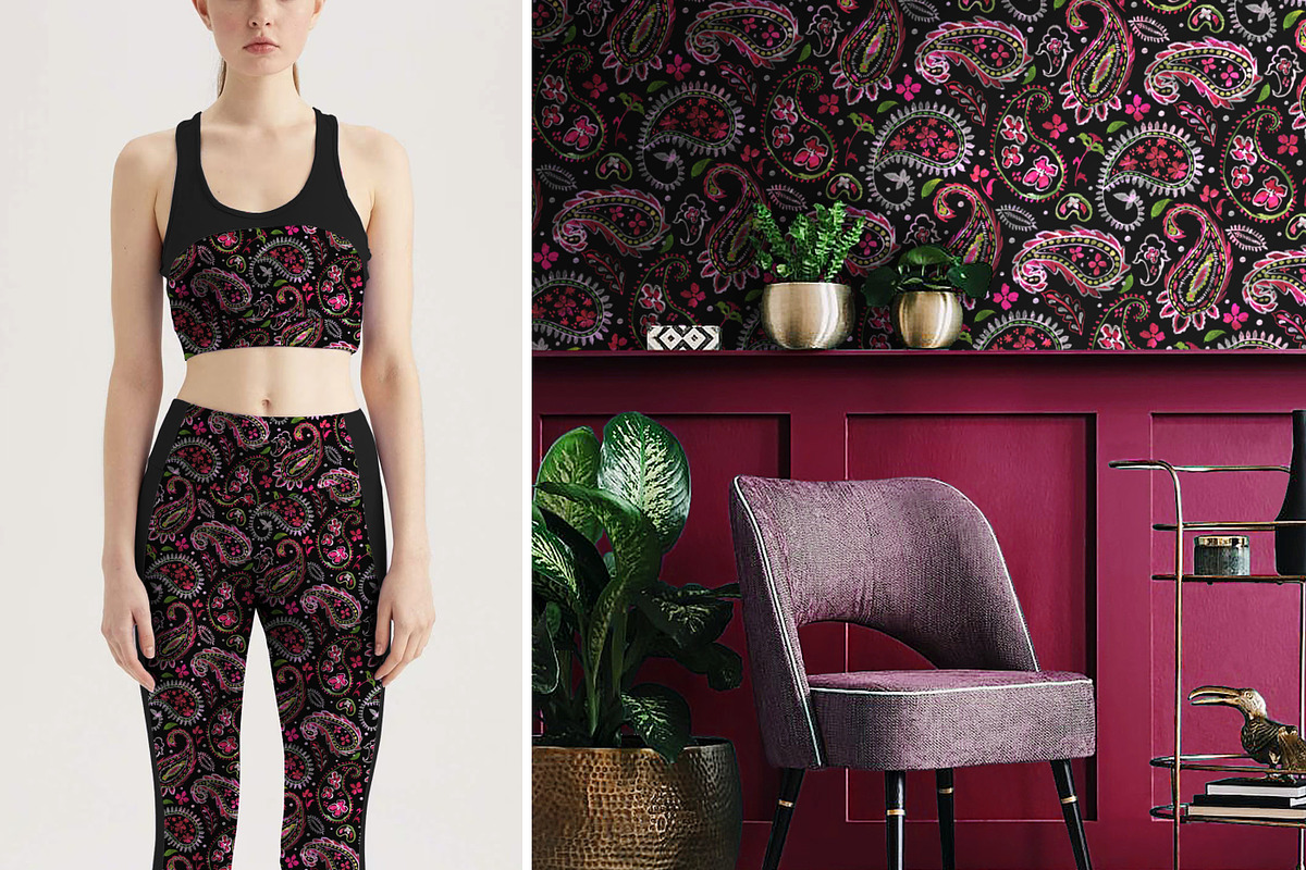 Neon Bohemian Paisley Pattern, a Pattern Graphic by Gullenda (Photo 6 of 6)