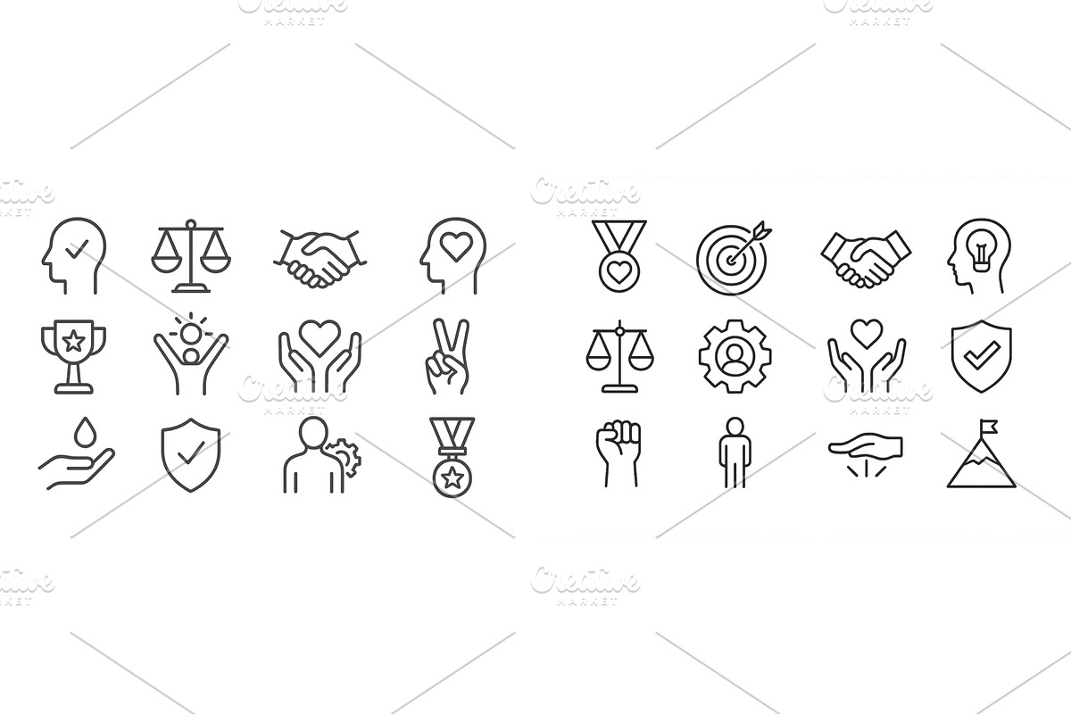Line art symbols representing values, an Object Illustration by ZinetroN