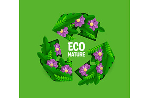 Paper cut recycle sign with leaves, a Technology Illustration by Buch&Bee