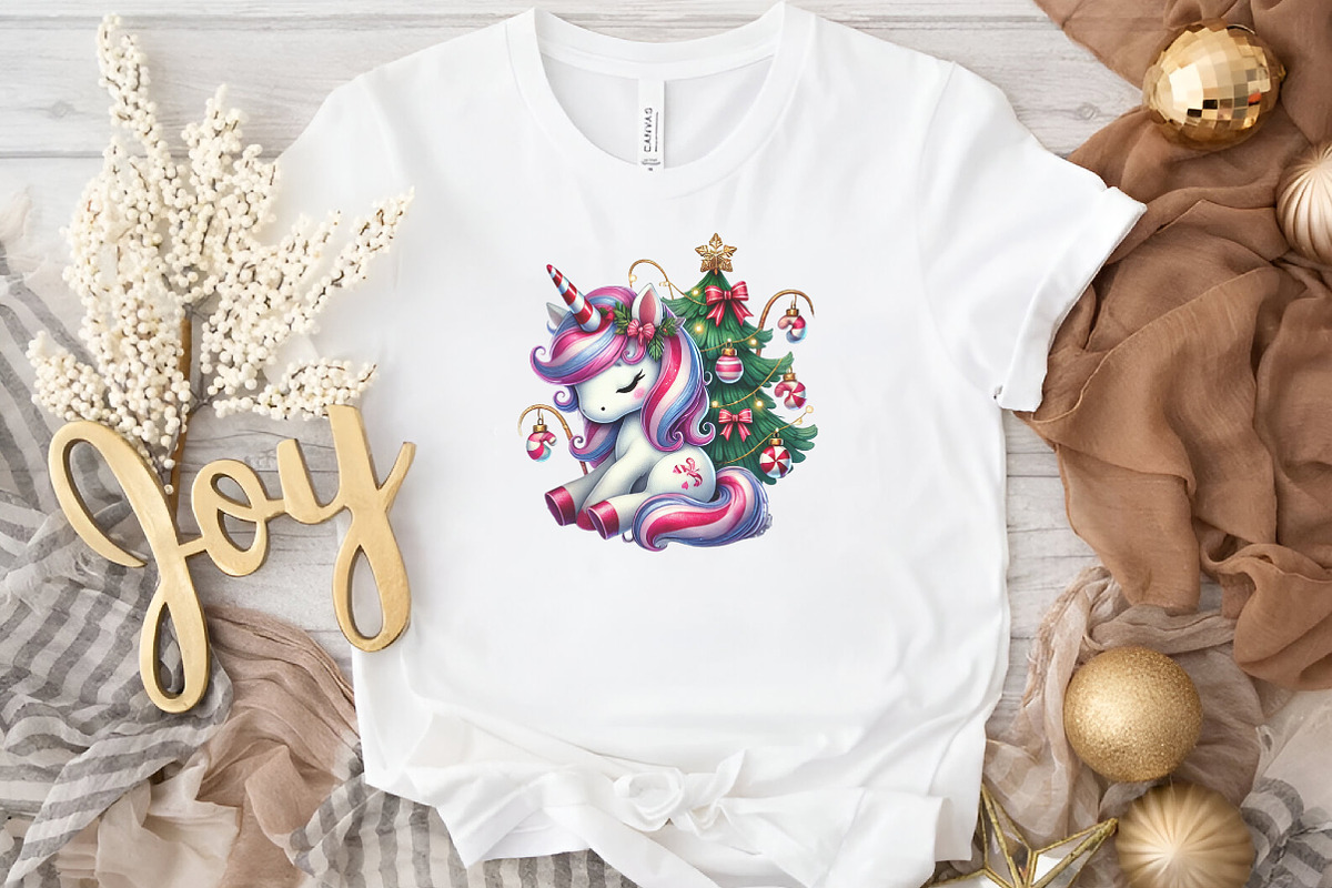 Christmas Cute Unicorn Clipart, an Illustration by DreamArtGraphic (Photo 2 of 5)