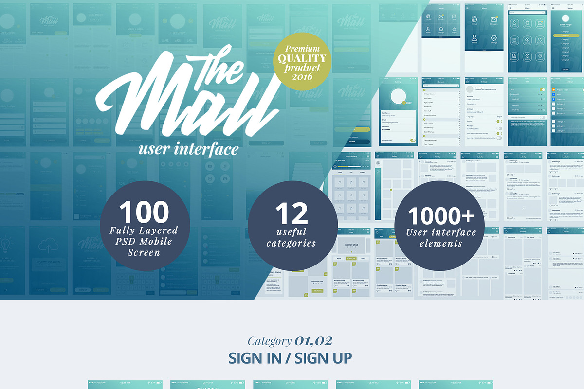 “The Mall” Premium mobile UI kit, an UI Kit Template by Sladedesign (Photo 2 of 3)