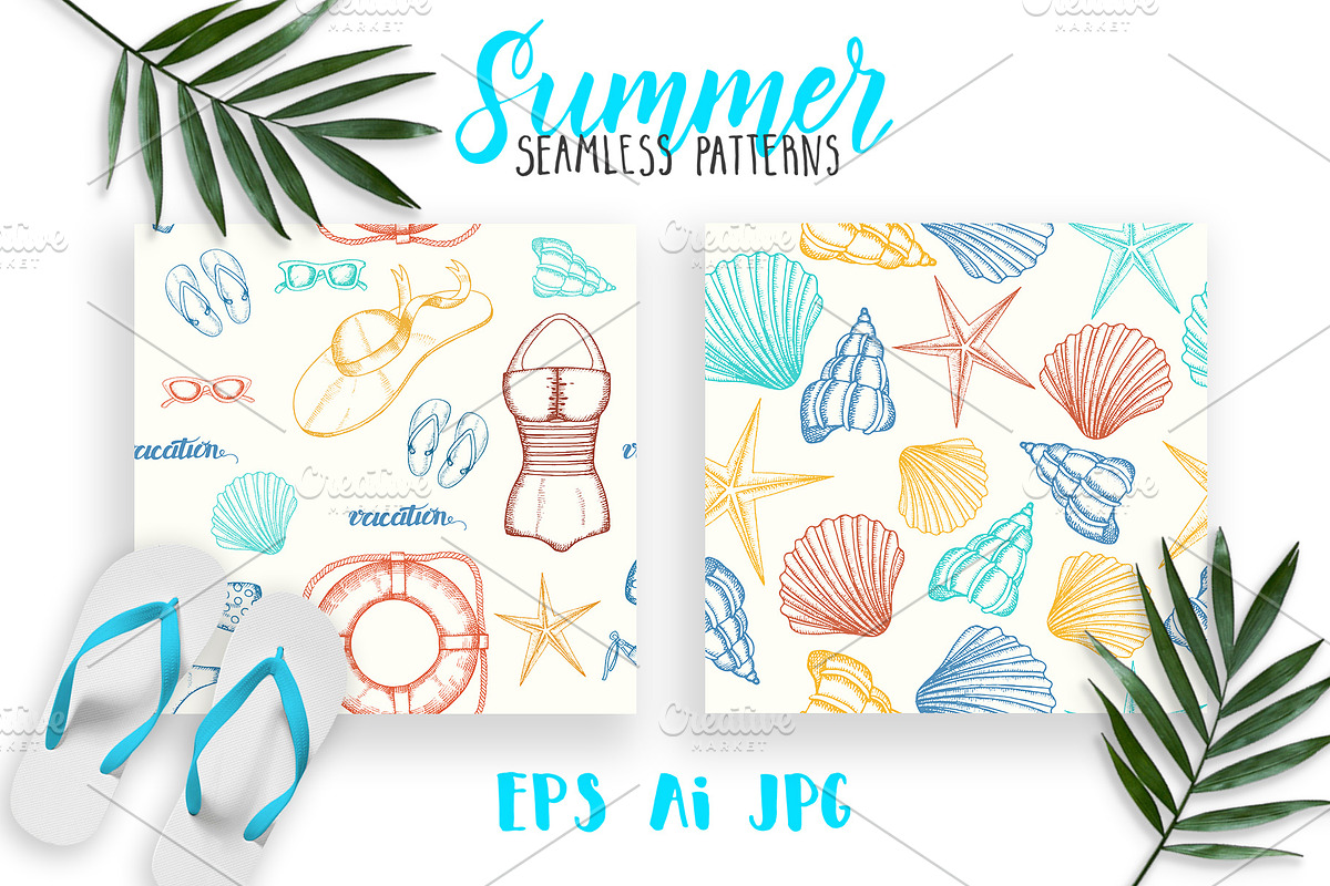 Vector Hand drawn Summer Set., an Illustration by Tabiti (Photo 6 of 9)