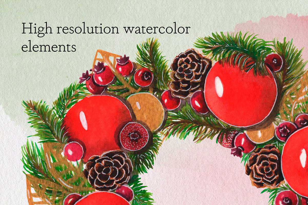 Watercolor Christmas wreath png, an Illustration by AnastasiaWatercolor (Photo 3 of 5)