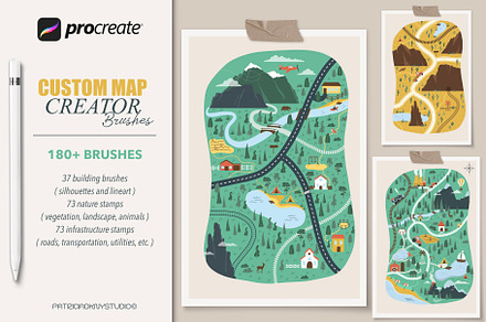 Procreate custom map creator, a Brush Add-On by PDknyStudio