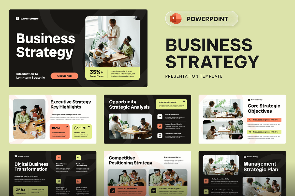 Business Strategy Powerpoint, a Presentation Template by Sixtemp