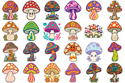 Groovy Mushrooms Clipart, an Object Illustration by Forhadx5 (Thumbnail 4 of 11)