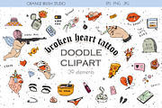 Anti Valentine's Day Tattoo Clipart, an Illustration by Orange Brush Studio (Thumbnail 1 of 7)