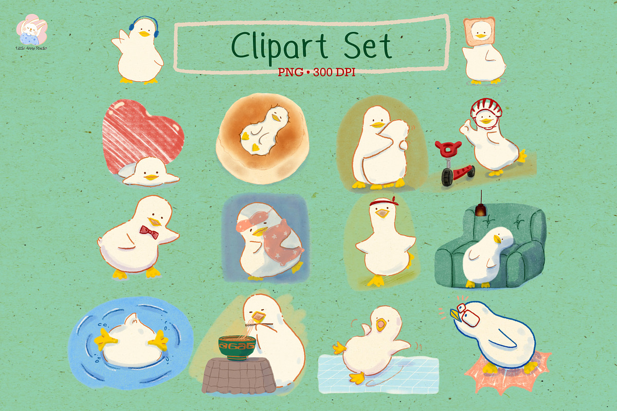 Little Ducky Clipart & Sayings Set, a Decorative Illustration by Annyillustration (Photo 2 of 5)