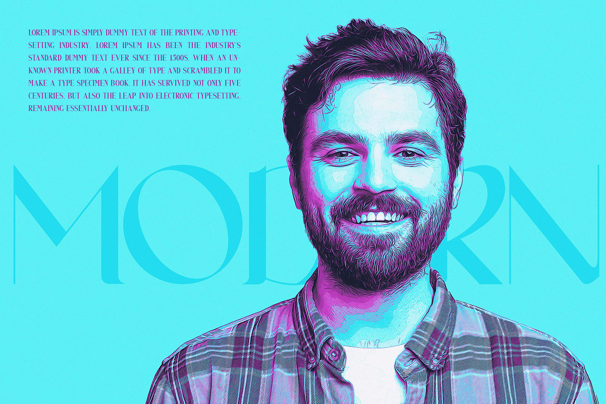 Vector Posterize Photo Effect Mockup