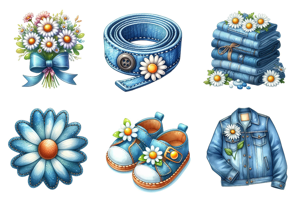 Watercolor Summer Daisy Clipart, an Illustration by Dream Creation (Photo 3 of 6)