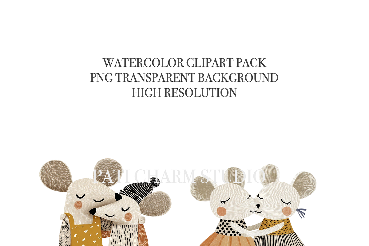 20 Sister Mouse Clipart PNGs, an Animal Illustration by Pati Charm Studio (Photo 4 of 8)