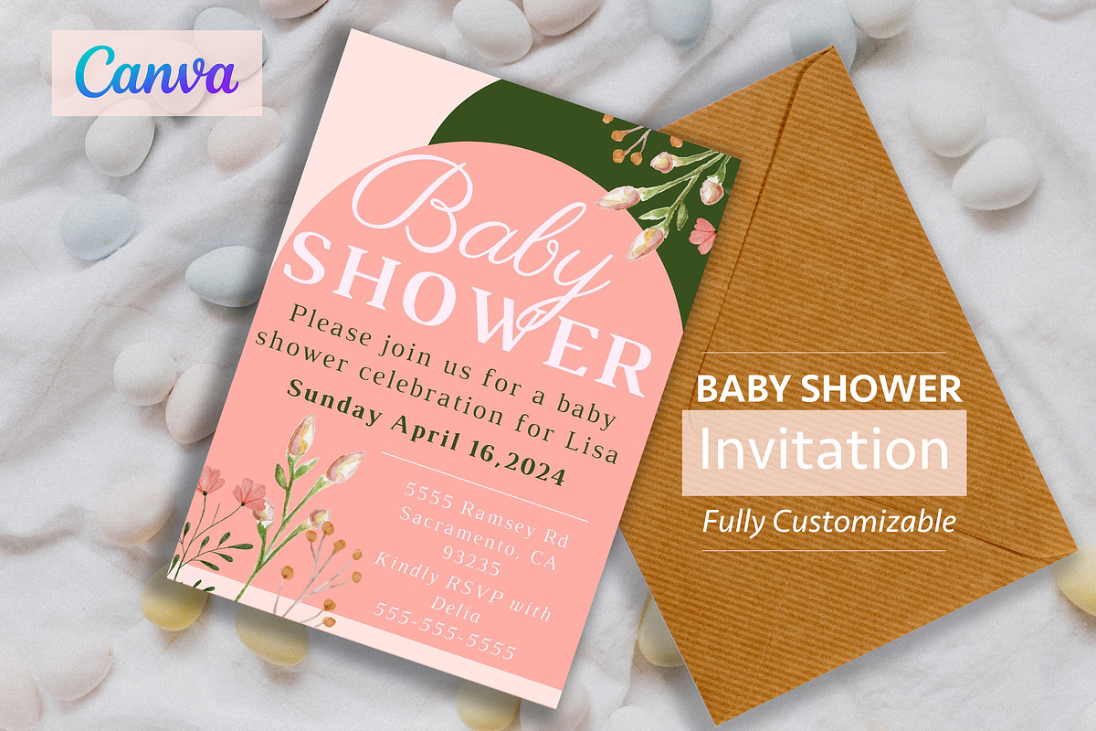 Baby Shower Invitation - Canva, an Invitation Template by Inez Jestine (Photo 1 of 3)