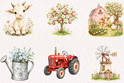 Farm Animal Clipart - Watercolor, a Seasonal Illustration by CreationArt (Thumbnail 4 of 7)