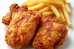 Delicious fried chicken with French, a Food & Drink Photo by Pixeness Studio