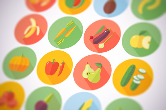 Fruits And Vegetables Icons Set