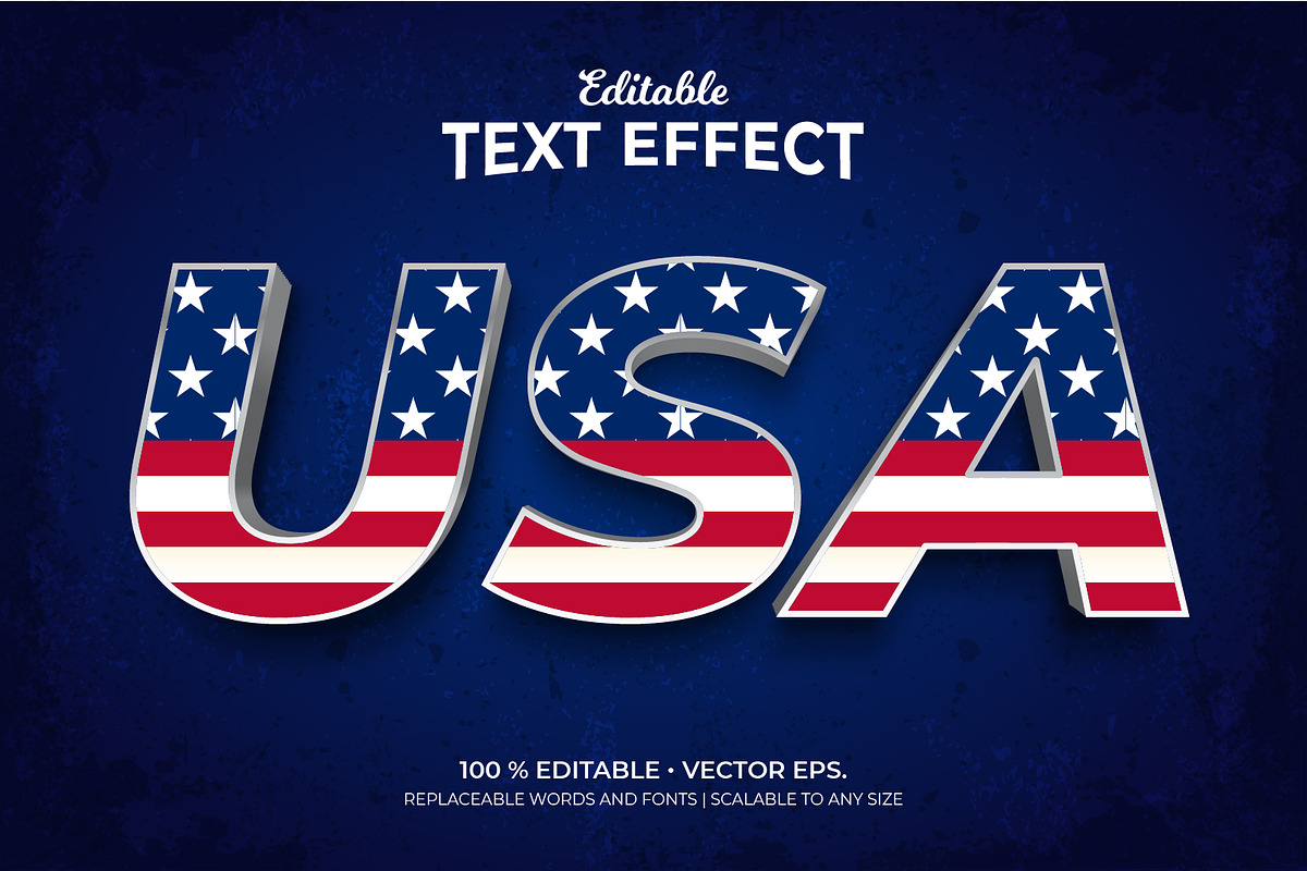 Text Effect - USA Flag Pattern, a Brushes & More by Grapeer