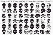 Skull & Crossbones Silhouette Vector, an Illustration by jahid234 (Thumbnail 1 of 51)