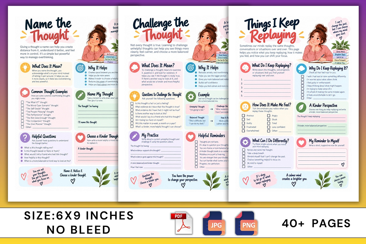 The Overthinking Recovery Journal, a Stationery Template by Designmela01 (Photo 4 of 6)