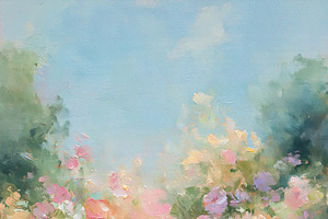 Impressionist floral garden oil painting capturing springtime bloom with soft p, an Illustration by Studio ANNA