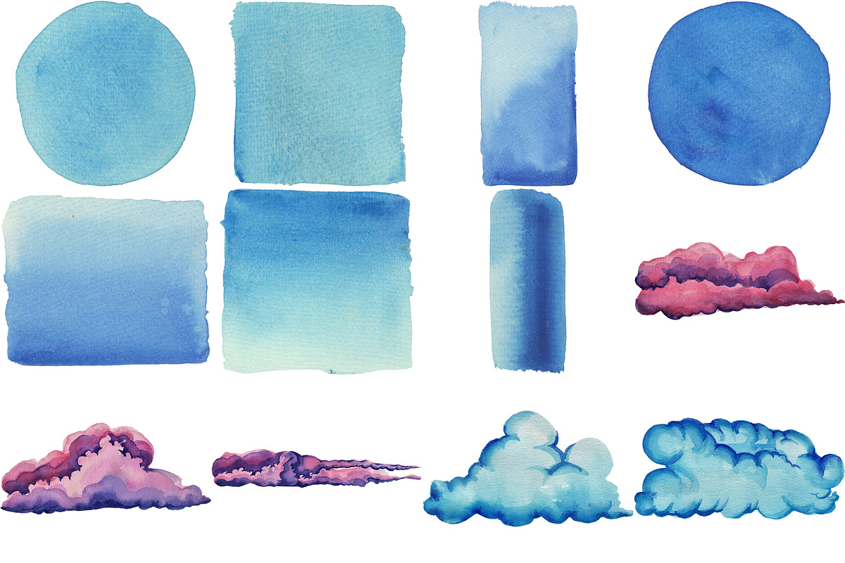53 Gentle Watercolor Cloud BUNDLE, a Texture Illustration by LilyBoo Clipart (Photo 5 of 6)