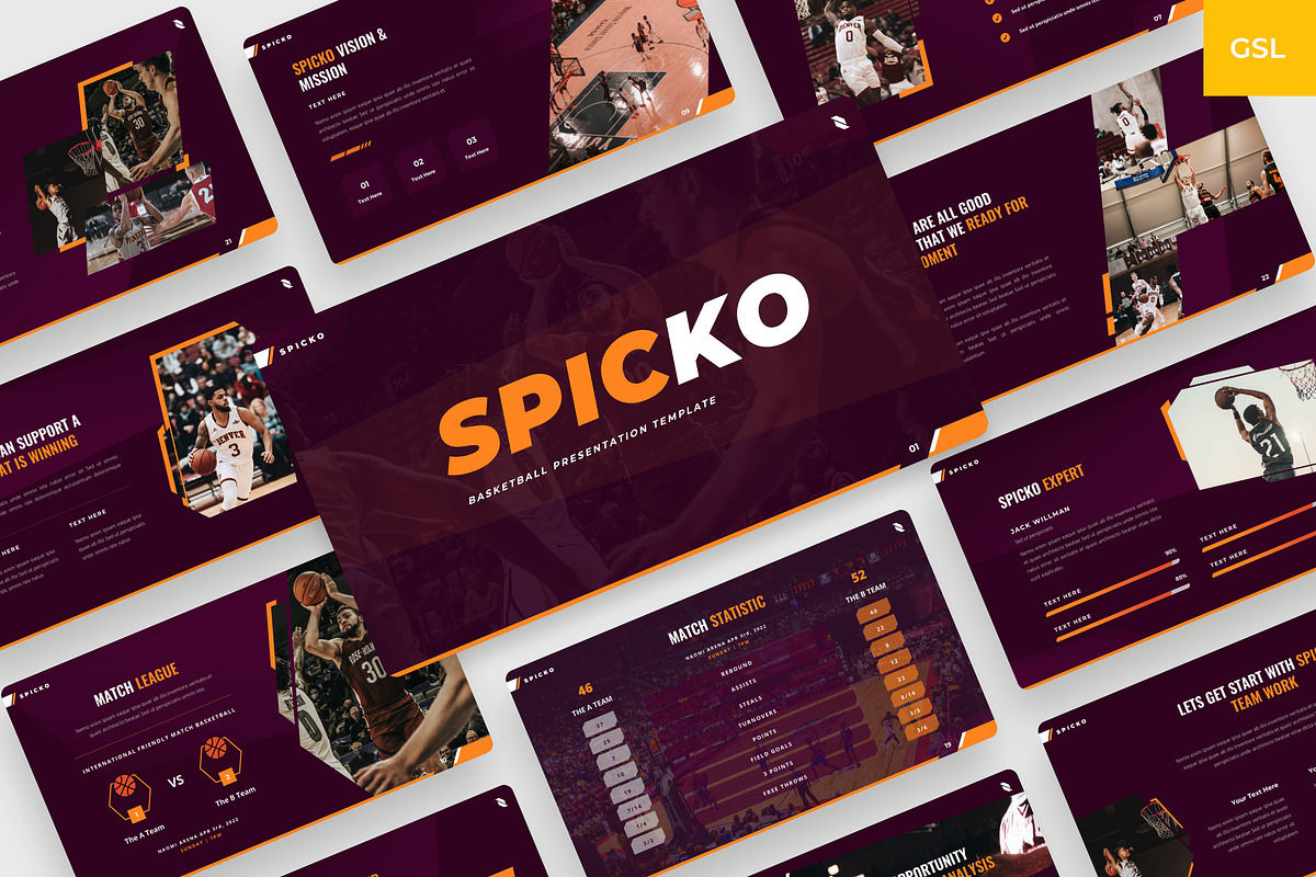 Spicko - Google Slides Basketball, a Presentation Template by BeadyLab (Photo 1 of 6)