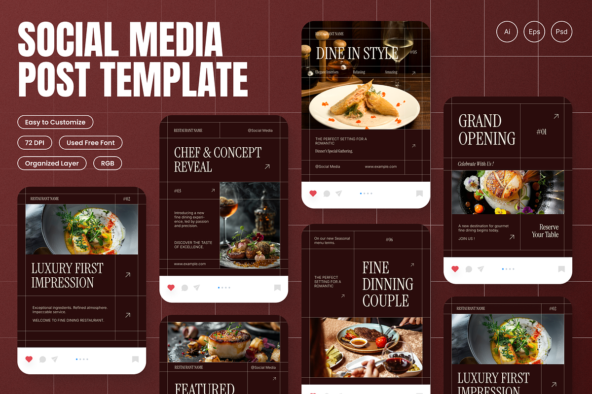 Gourmet Fine Dining Instagram Post, a Social Media Template by Annora Studio (Photo 1 of 6)