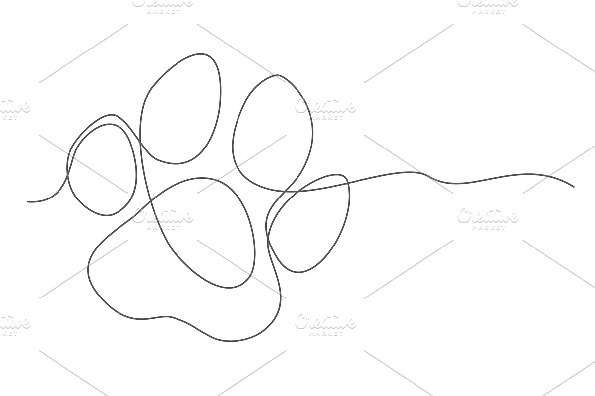 Animal footprint One line drawing on, an Object Illustration by IhorZigor