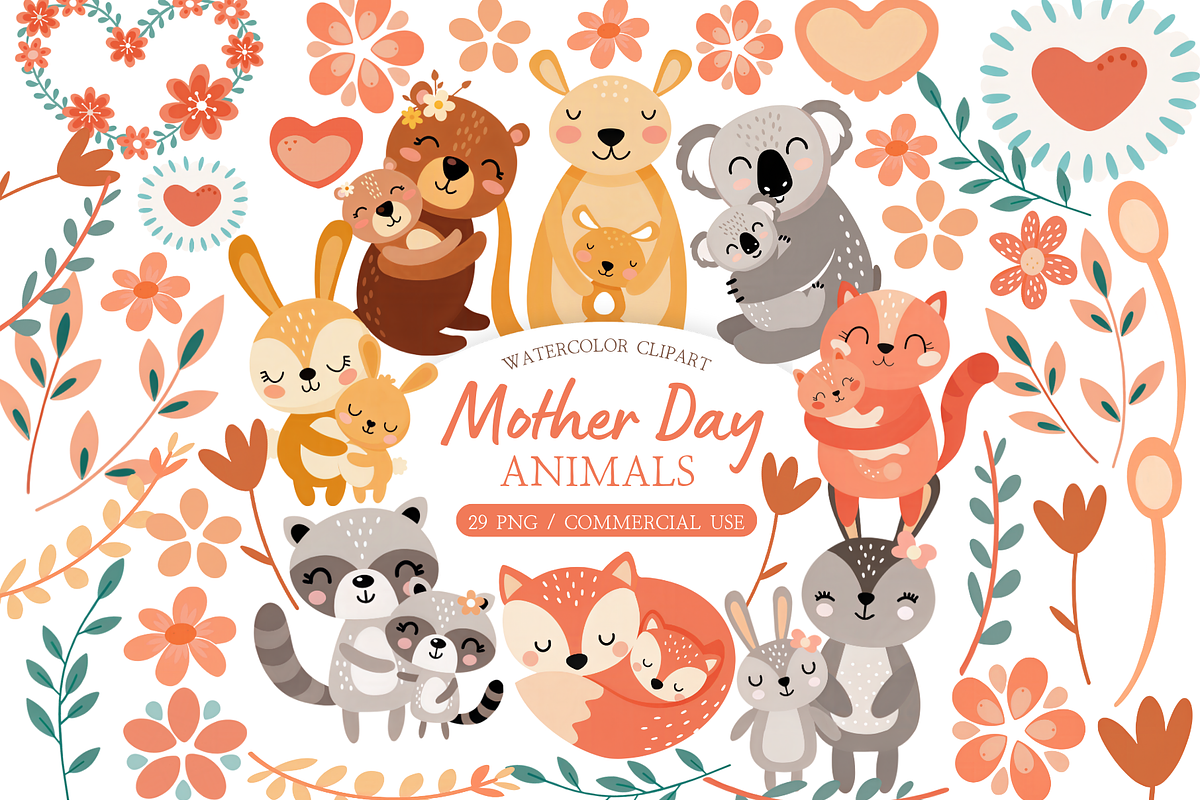 Mother's Day Forest Animals PNG Set, an Illustration by MockupWizard (Photo 1 of 4)