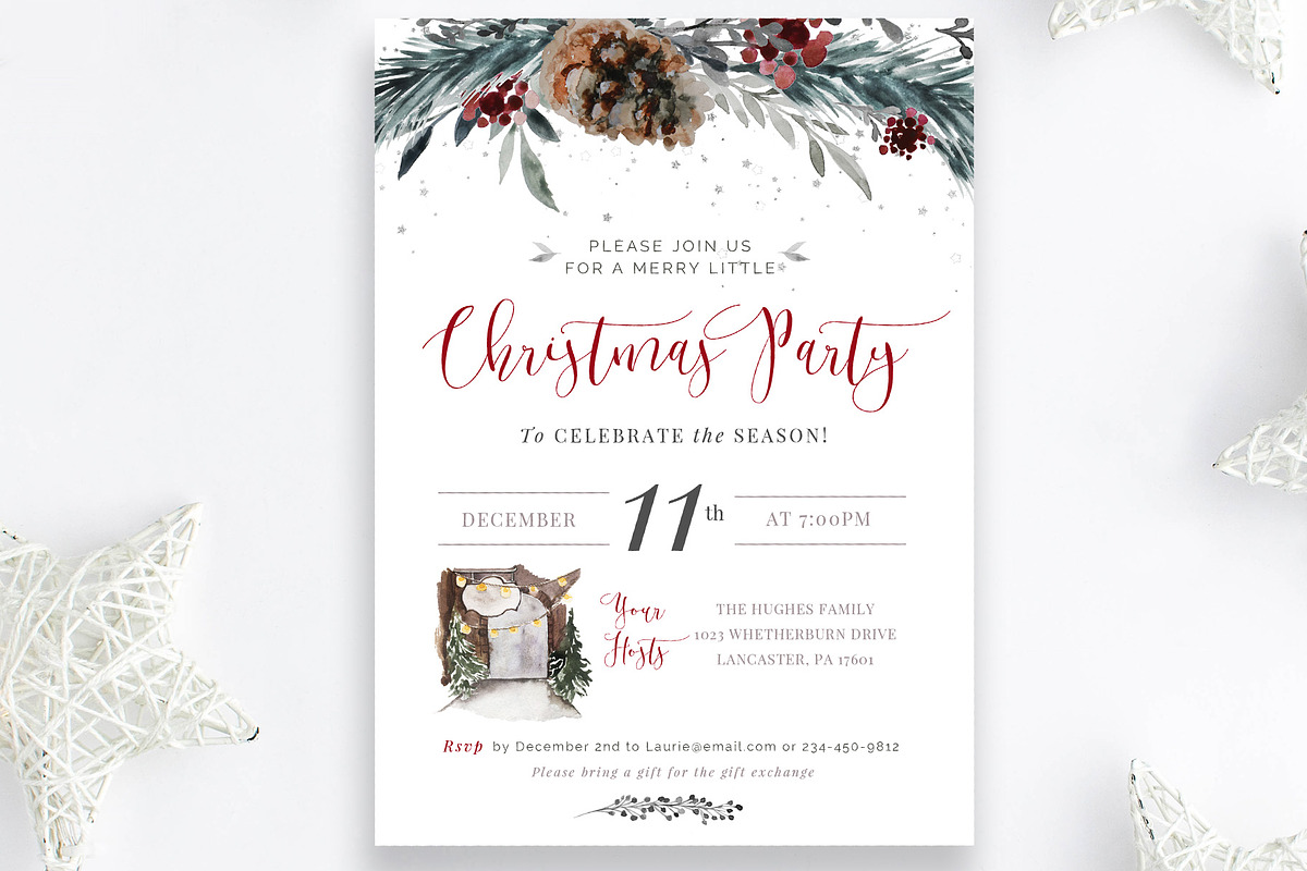 Christmas Party Invitation Template, a Stationery Template by By Stephanie Design (Photo 3 of 3)