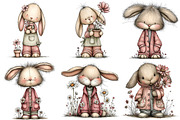 Whimsical Spring Bunny Clipart, an Illustration by DreamPrint404 (Thumbnail 2 of 6)