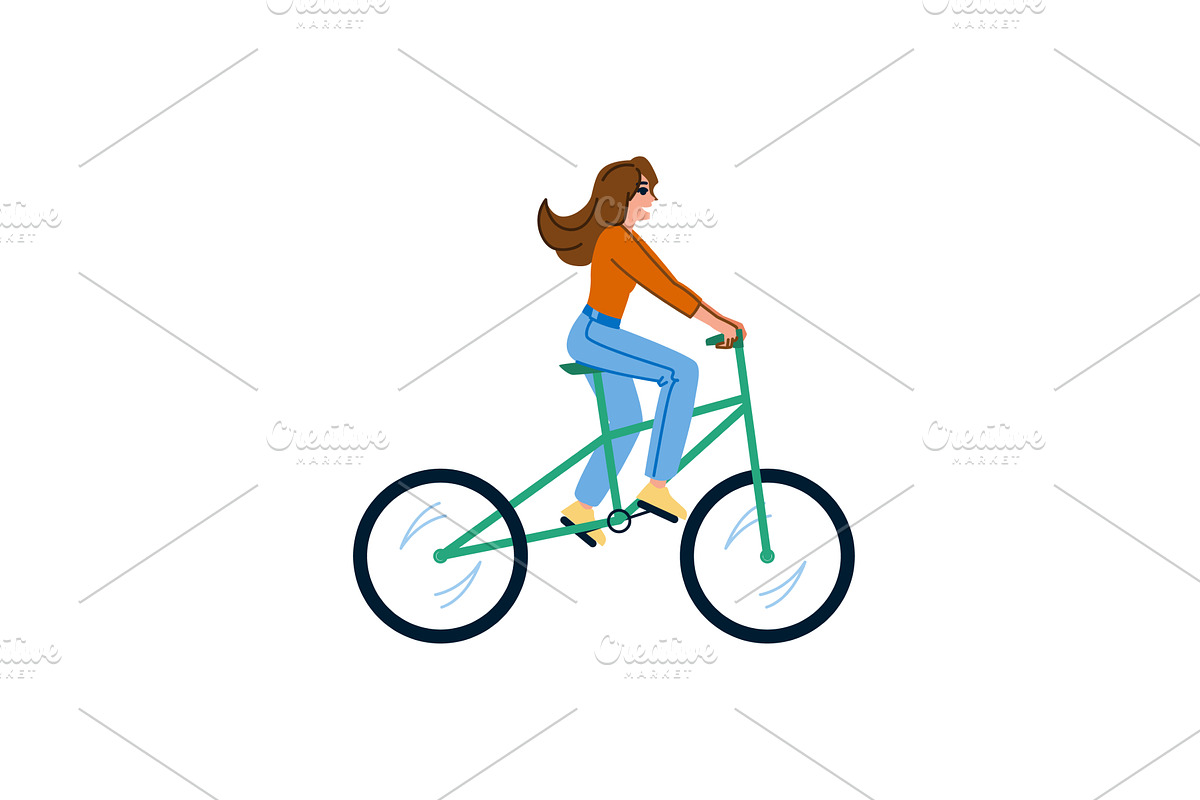 Young woman riding bicycle enjoying, a Sport Illustration by pikepicture