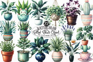 Potted Plants Sublimation Bundle, an Illustration by Designking