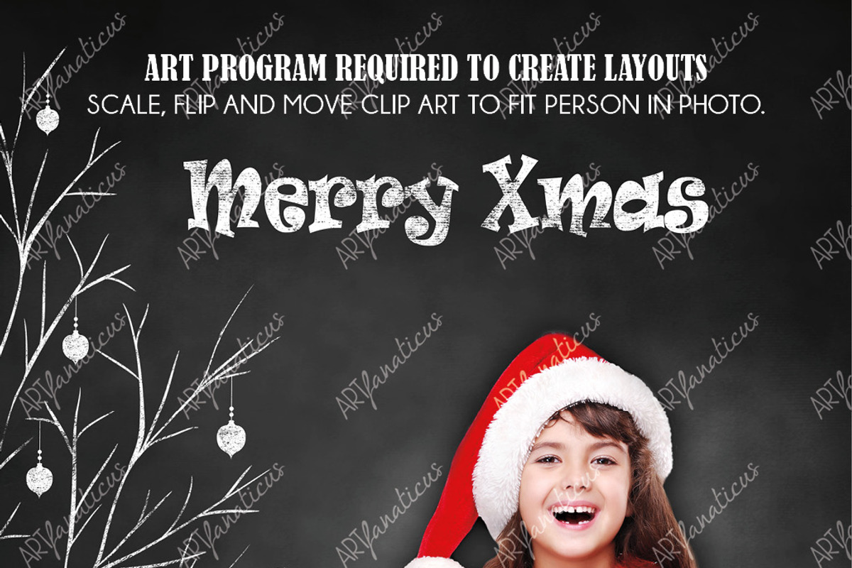 PHOTO HOLIDAY TREE CHALK CLIPART, an Illustration by Artfanaticus (Photo 2 of 4)