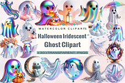 Halloween Iridescent Ghost Clipart B, an Illustration by SVGArt (Thumbnail 1 of 8)