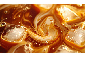 Macro shot of swirled iced coffee, a Food & Drink Photo by Igor Tichonow