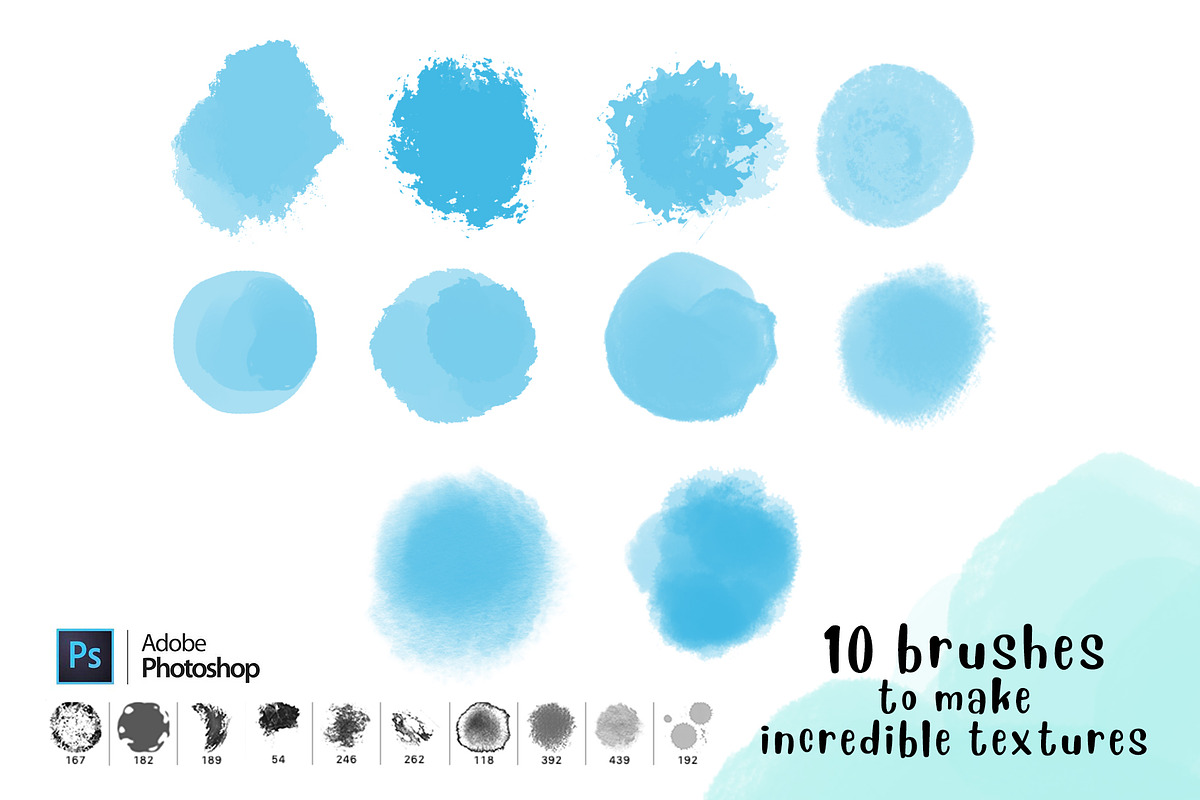 Watercolor bundle Photoshop Brushes preview 5