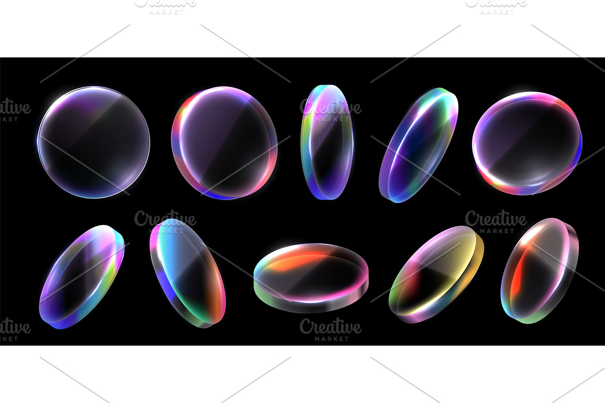 Holographic glass circle. Iridescent, an Illustration by winwin.art