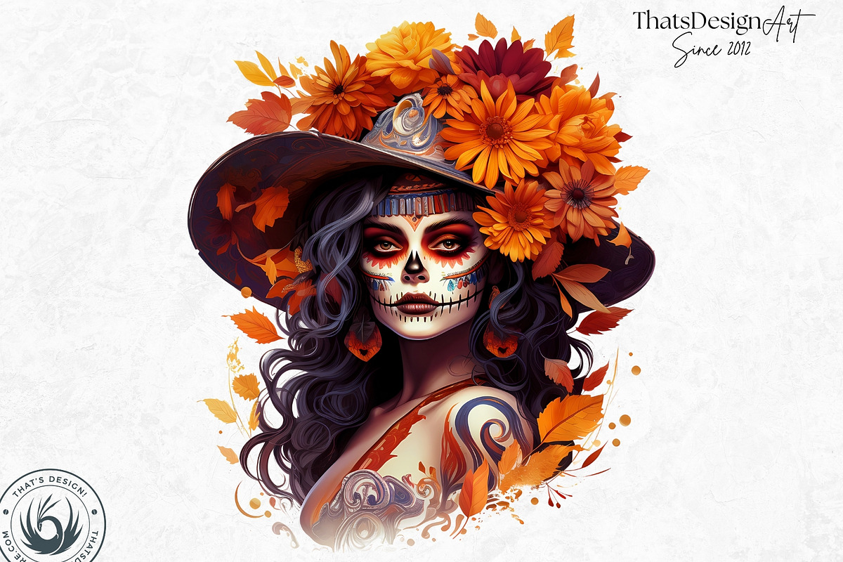 La Catrina Day of the Dead Clipart, a Person Illustration by ThatsDesignArt (Photo 7 of 10)
