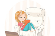 set with 32 cartoon girls-cute girls, an Animal Illustration by StudioLondon (Thumbnail 24 of 33)