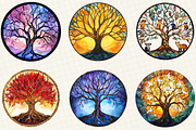 Tree of Life Stained Glass Clipart, an Illustration by OK Design (Thumbnail 4 of 5)