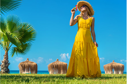 Woman on vacation at sea. Selective, a Person Photo by yanadjana