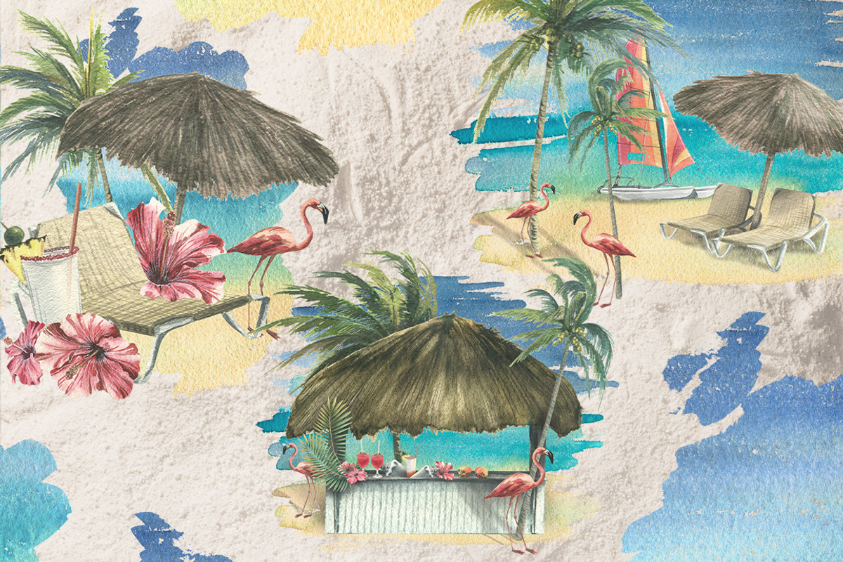 Cuba beach holiday watercolor, a Transportation Illustration by NATASHA CHU (Photo 7 of 21)