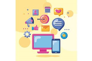 social media with devices, a Technology Illustration by studiogstock