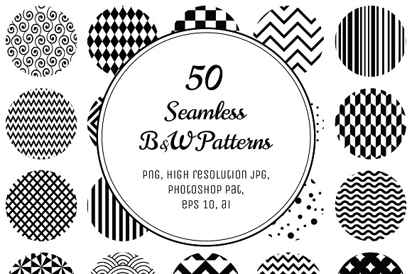 50 Geometric B&W Patterns. preview 7