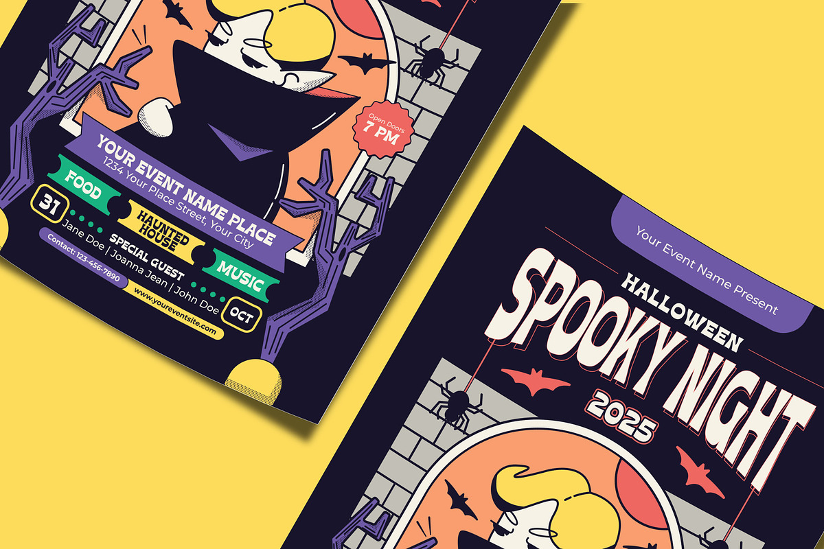 Retro Halloween Spooky Night Flyer, a Flyer Template by Tiptop Graphic (Photo 3 of 5)
