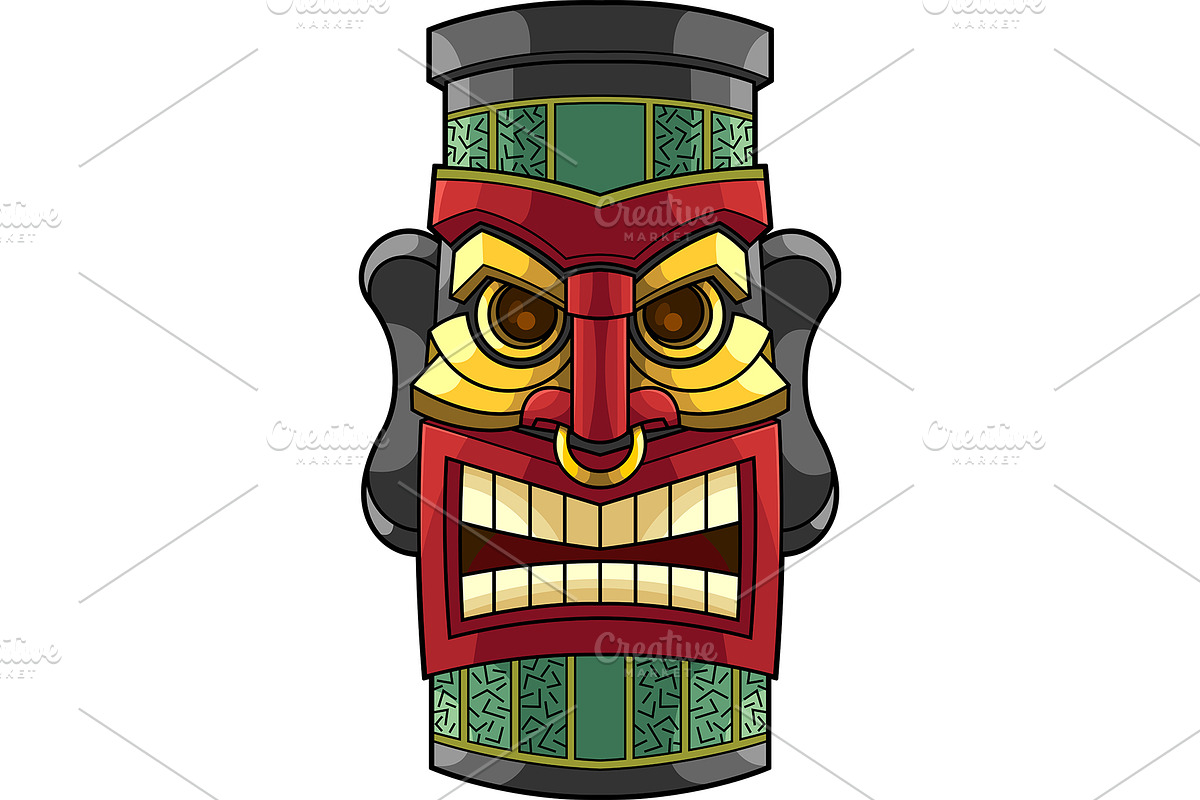 Warrior Tiki Mask, an Illustration by HitToon